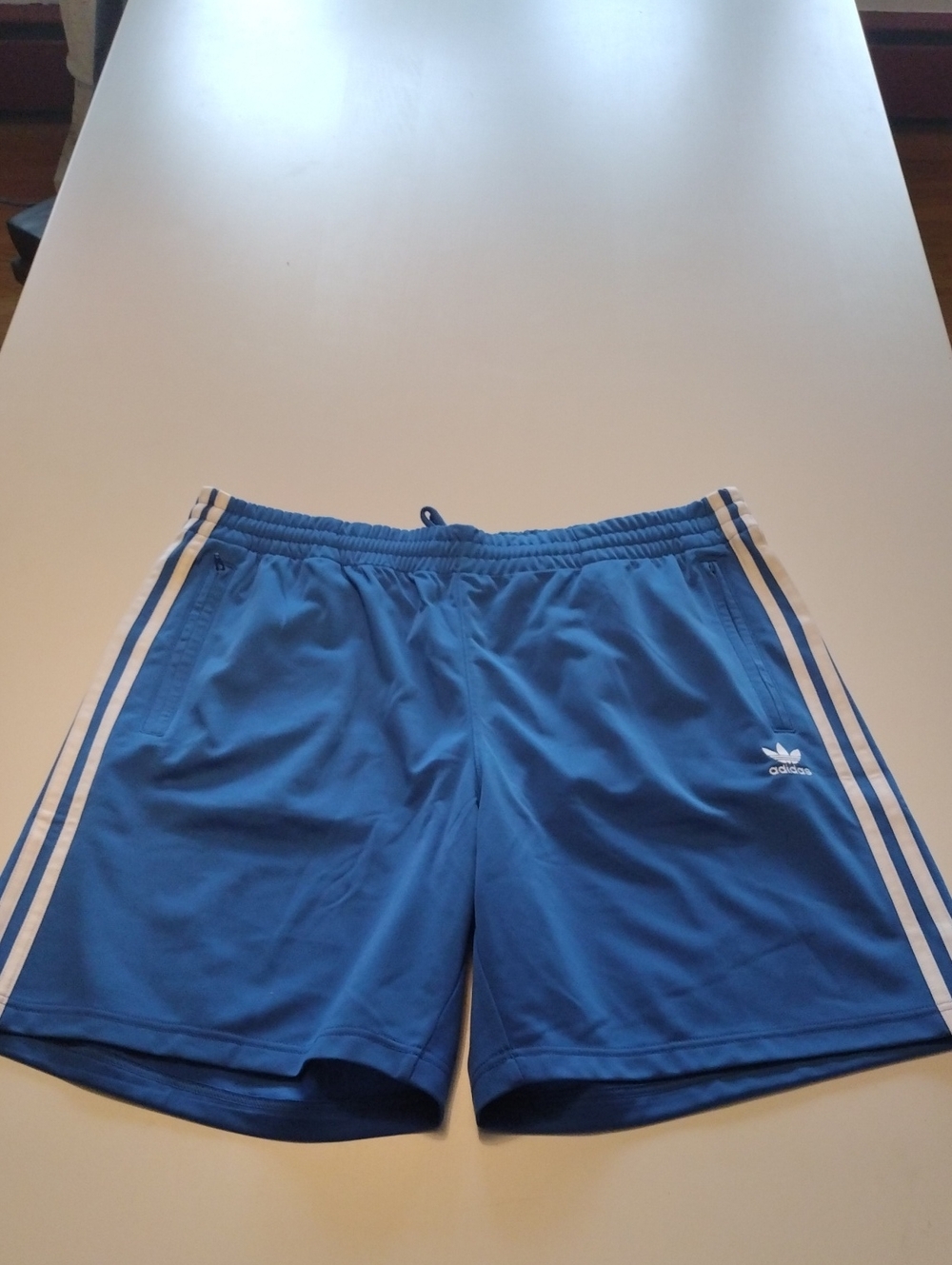 Adidas Blue Athletic Shorts with White Three Stripes